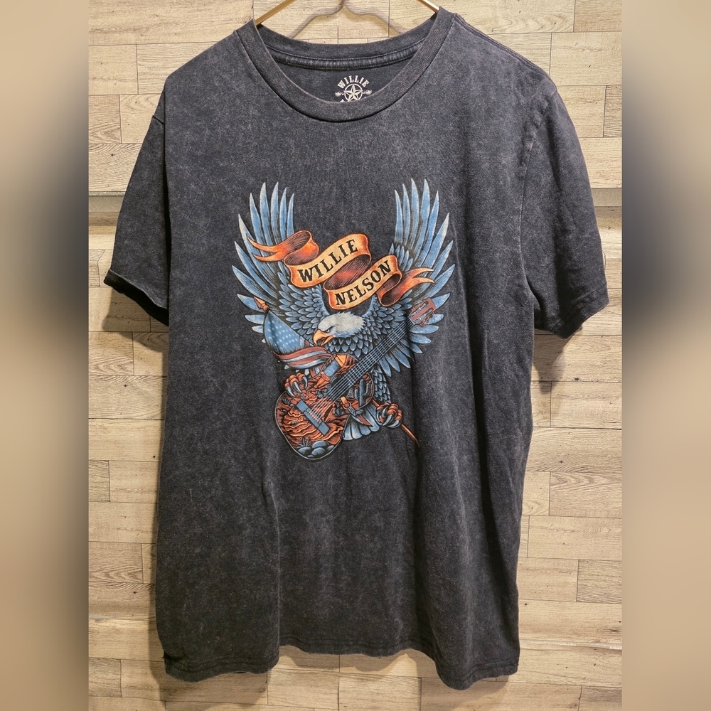 Willie Nelson Black Graphic Short-Sleeve Tee